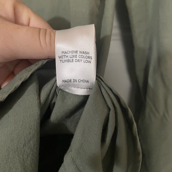 Frame Green Cotton Button Down Tunic Streetwear Natural Fibers Military Small - Picture 5 of 9